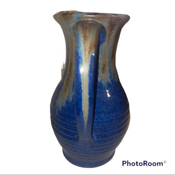 Signed Pigeon River Pottery Tall Pitcher- COBALT BLUE Glazed with Drip - Picture 6 of 13